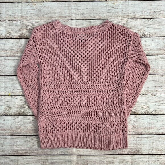 American Eagle Outfitters Women's Pink Crochet Knit Sweater Size Small AEO - Picture 2 of 12